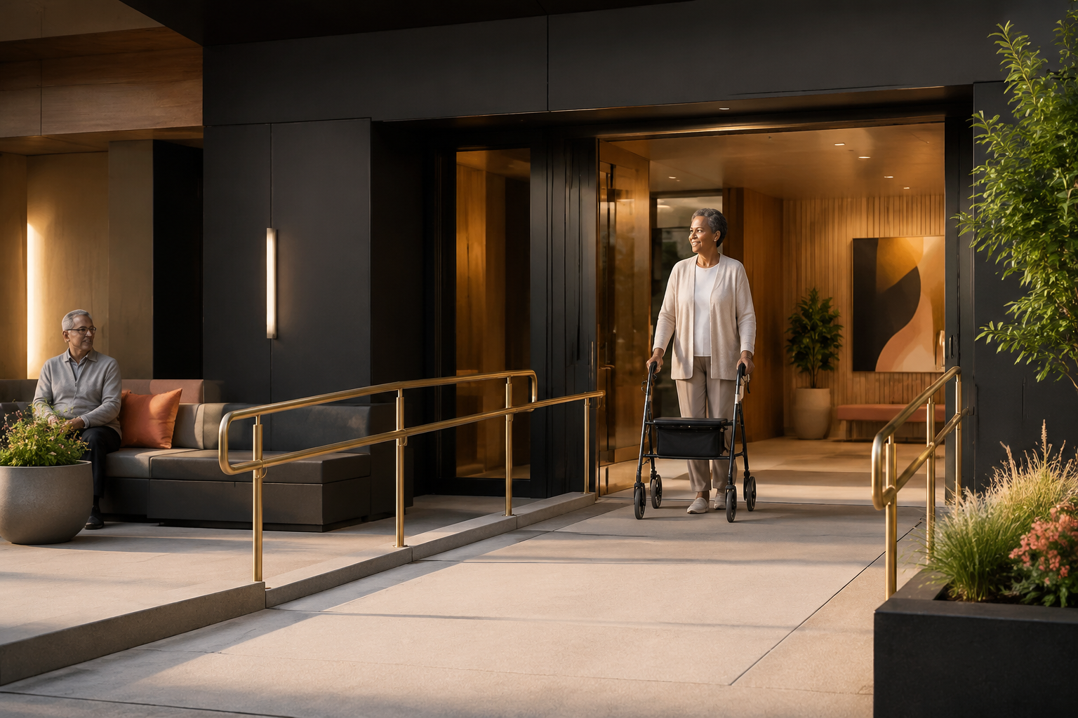 An accessible and welcoming centre entrance